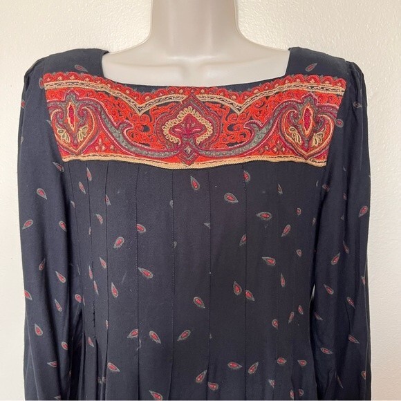 Vintage Sarah Elizabeth Paisley Embroidered Maxi Dress Women 10 DAMAGED - READ - Picture 3 of 16